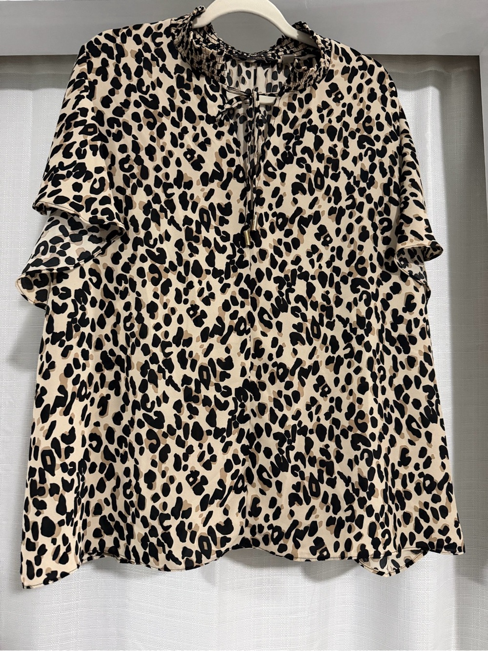 Tahari Animal Print Ruffle Sleeve Blouse